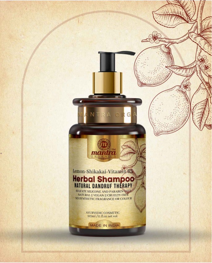 Herbal Shampoo With Lemon-shikakai-vitamin B5 || Natural Dandruff Therapy